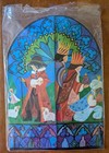 Vintage Bsb Christmas Advent Calendar Germany  11 5  X 8  Stained Glass Madonna