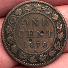 1876-h Canada One Cent Bronze Coin - G  good  Condition
