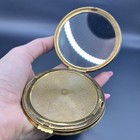 Vintage Soviet Vanity Face Puff Powder Box Compact Case Mirror Brass Enamel