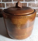 Vintage Mid-century American Walnut Ice Bucket With Glass Liner