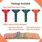 Coin Sorter Coin Wrappers All Coins 4 Coin Sorter Tubes Plastic 150pcs Coin New