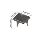 100 Pcs Pyramid Rivets For Clothing  8mm 4-jaw Square Rivets  Black