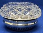 Estate Waterford Crystal   Silver Plate Vanity Powder Jar W  Lid Trinket Box 100