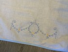 Vintage Dresser Scarf  Flower Embroidery  Cotton  White  Blue  Yellow