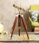 Nautical Design Antique Brass Spyglass Telescope With Wooden Tripod Marine Scope