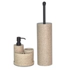 Sandstone Bath Accessory Set 3 Piece Soap Dispenser Toothbrush Holder Tumbler