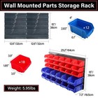 Wall Mounted Storage Bins Parts Rack 30pcs Plastic Container 5-tier Stackable