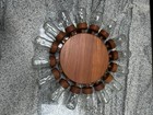 Rare  Digsmed Danish Teak 16 Spice Rack Wheel Glass Jars Mid Century Modern 