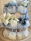 Diaper Cake For Baby Boy  Baby Shower Gift Or Centerpiece- Blue Elephant