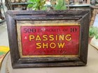 Vintage Passing Show 500 Cigarettes Advertising Litho Tin Sign Wooden Frame