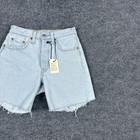 Levis 501 Shorts Womens 24 High Rise Button Fly Distressed Denim Raw Hem