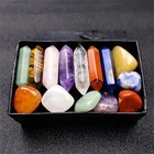 14pcs Pointed Quartz Crystal Chakra Healing Stones And Crystals Set Hexagon Rose