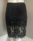 Vintage 50s Odette Barsa Embroidered Lace Black Nylon Half Slip Size M 19   l
