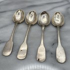 Set Of 4 Antique J  Anderson Coin Silver Fiddle Spoons     Edwardian Sterling