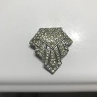 Vintage Rhinestone Dress   Scarf Clip Silver Tone Art Deco 