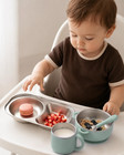 Toddler Feeding Set Stainless Steel Suction Bowl Plate Cup Utensils Sage