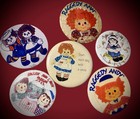 Vintage Raggedy Ann Pair With Large Lapel Pins  Set Of Six