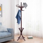 Wooden Standing Hat Coat Rack Tree Bag Hanger Tree 12 Hook Umbrella Stand Brown