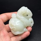 Superb Chinese Hetian Jade Carved Fortune Horse   Monkey Statue B