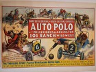 1913 Strobridge Stone Lithograph   101 Ranch Wild West Show  Auto Polo  Poster