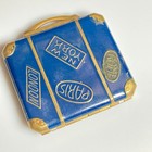 Vintage Art Deco Blue Enamel Powder Compact Paris London Travel Suitcase 1930s