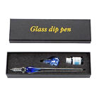Handmade Crystal Glass Dip Pen Calligraphy Fountain Set W  Ink Box Student Gift
