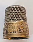 Antique Simons Brothers Sewing Thimble Size 10 Silver Gold Washed