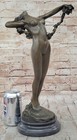 Signed Original Nude Beauty Stands Bronze Sculpture Art Nouveau Marble Base Deal