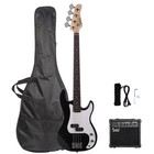 Black 4 Strings Basswood Electric Guitar Bass Starer Kit With 20 Amp