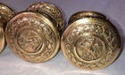  4  Antique Sargent Brass Bronze Lion Door Knobs With Rosettes   Locks Restored