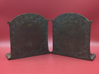 Vintage Bronze Bookends W  Depicting Medieval Scene Knight On Horse 
