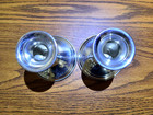 Vintage Pair Web Weighted Pewter Candlestick Holder 4 1 2  Tall Silver Metal  t 