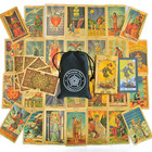 Plastic Waterproof Tarot Deck Gold Foil Tarot Big Size 78 Cards Guidebook Pouch