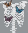 Rhinestone Design Rib Cage With Butterflies Iron On Transfer Hot Fix