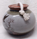 Otigiri Glazed Ceramic Oil Lamp With Lid And Wick 4  Tall Made In Japan Geese