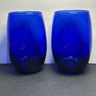 Cobalt Blue Stemless Wine Glasses 4 75    Deep Blue Barrel Tumblers Set Of 2