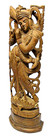 Antique Hand-carved Wooden Hindu God Statue - Lord Krishna Playing Flute