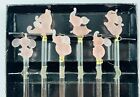 Retro Glass Cocktail Drink Swizzle Stir Sticks X6 Pink Elephants Novelty Bar Fun