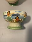 Vintage Tiki Orchids Of Hawaii Pedestal Bowl Pottery Hula Girl R-86 Japan