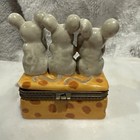 Vintage Hinged Trinket Box Mouse Cheese Figurine See-hear-speak No Evil Jewelry