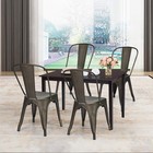 18 Inch Dining Chair Set Of 4  Industrial Vintage Stackable Metal Chairs 