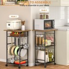 Threehio Rolling Kitchen Microwave Cart  3 Tier Microwave Table Stand With Ad   