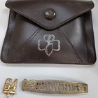 Vintage Vinyl Girl Scouts Brownie Purse  Wallet Hair Barrette   Gold Tone 64 Pin