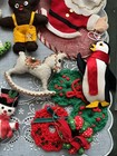 Vintage Lot Of 16 Christmas Tree Ornaments Grannycore Felt   Mixed Materials