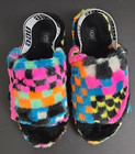 Ugg Fluff Yeah Slide Slippers Sandals Backstrap Women s 8 Checkers Multi black