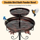42  Heavy Duty Metal Double-layer Bird Bath Feeder Bowls Freestanding Birdbaths