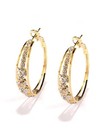 Yellow Gold Cubic Zirconia Hoop Earrings For Women One Size