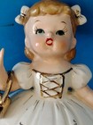 Vtg Ucagco Lady Figurine Ceramic Planter Southern Belle Hoop Skirt White   Gold