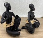 Vintage Mid Century Mcm African Nubian Art Terracotta Man   Woman Figures Italy