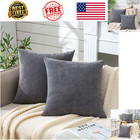 Soft Chenille Throw Pillow Covers 20x20 Set Of 2 Decorative Square Grey Velvet